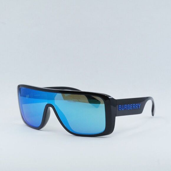 NEW BURBERRY BE4401U 300155 SHINY BLACK/LIGHT GREEN MIRROR BLUE SUNGLASSES - Picture 1 of 10